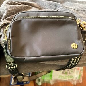 lululemon athletica Black Belt Bag with Gold Accents